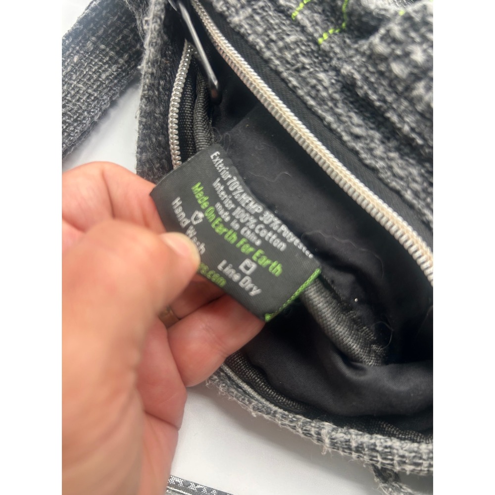 Dime Bags Hemp Woven Mini Backpack Gray Black Textured Small Rucksack - Picture 8 of 10